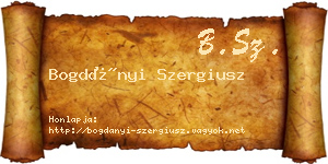 Bogdányi Szergiusz névjegykártya
